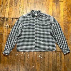 H&M Flannel Shirt‎ Boys L White Black Check Regular Fit Long Sleeve Button Down